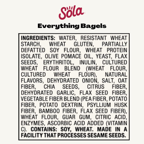 16g 7g 12.4 OZ, (4 Bagels/Pack) (Pack 3) SOLA Everything Bagels, Low Carb & Keto Friendly, of Protein Per Bagel & Net