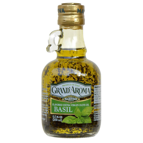 8.5 Oz (Pack 3) Grand'aroma Basil Extra Virgin Olive Oil, Bottles