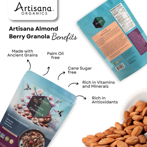 10 oz (Pack 2) Artisana Organics Almond Granola - Gluten-Free, Vegan, Low Glycemic, Organic, Palm Oil-Free, Ancient