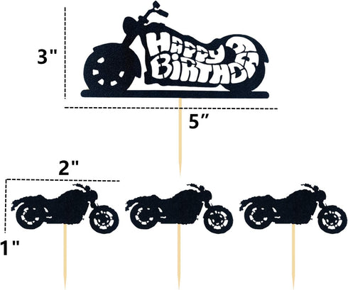 LaVenty 25 PCS Motorcycle Cake Topper - Scooter Cupcake Toppers for Man’s or Boy’s Birthday Party