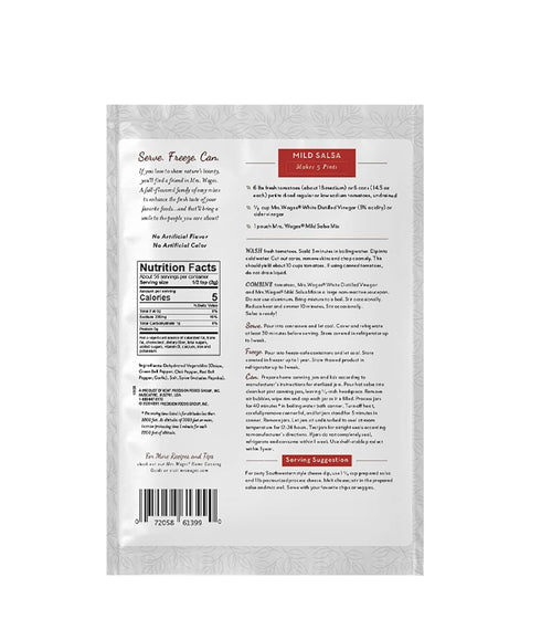 4 oz Packet Pack 12) Mrs. Wages Mild Salsa Canning Mix, Easy-To-Use, Simple Homemade Salsa, Mild Spice Flavoring