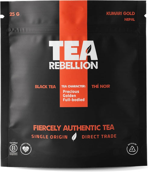 Tea Rebellion 25g Kumari Gold Organic Black Tea, High Mountain Loose Leaf, Healthy Tea for Everyday Use
