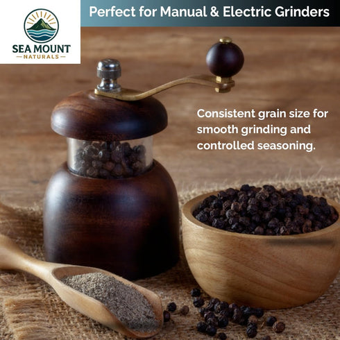 12 oz 2 lb Sea Mount Naturals Whole Black Peppercorns & Pure Sea Salt Coarse | Premium Salt & Pepper Grinder Refill