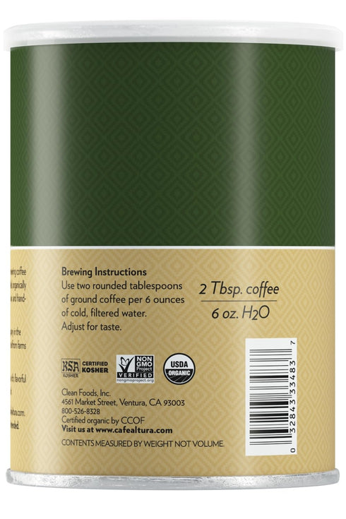 12 oz (Pack 3) Cafe Altura Ground Organic Coffee, French Roast, Can