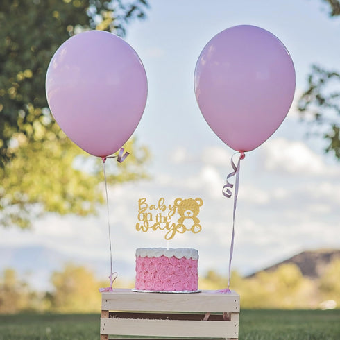 Heddonar Glitter Baby On The Way Cake Topper - Pregnancy Announcements Cake Topper, Baby Bear Gender Reveal Birthday