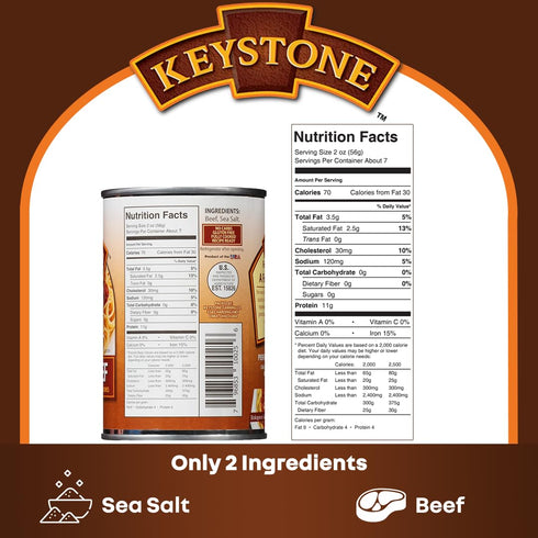 14 Pack 1 Keystone All Natural Ground Beef Ounce Long Term Emergency Survival Food Canned Meat | Fully Cooked Ready