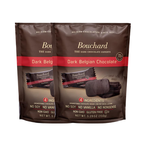 72% (5.29 OZ 150g) Bouchard Premium Belgian Dark Chocolate with Cacao /