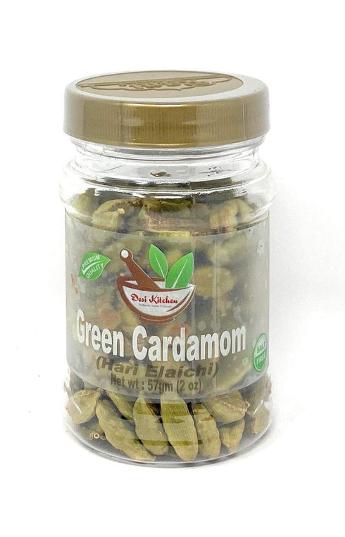 Desi Kitchen Spices All Natural, Salt Free, Vegan, NON GMO Indian Green Cardamom Jumbo Pods (Elaichi) 2oz