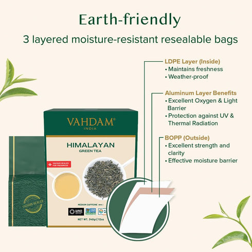 170+ (12oz) VAHDAM, Green Tea Leaves From Himalayas Cups High Elevation Grown Green Tea Leaves From Himalayas | Pure