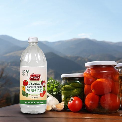 32oz 5 Pack 2 Liebers White Vinegar All-Natural Distilled White Vinegar Non-Gluten and Non-GMO Vinegar for Cleaning