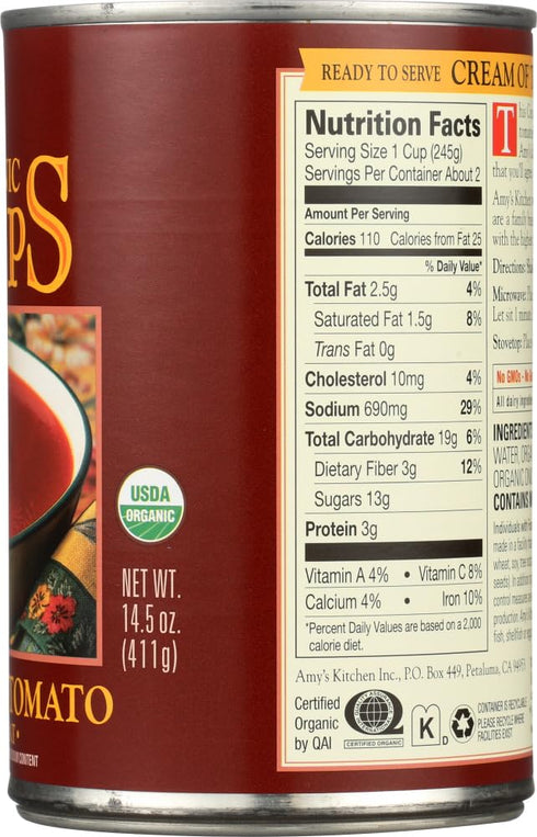 14.5 oz, (pack 3) Amy's Organic Soups, Low Fat, Cream of Tomato