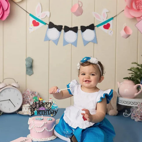 Alice Cake Toppers Kit, Magic Tea Party Baby Shower Child Birthday Party Decoration Supplies