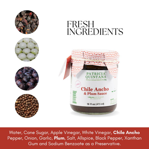 (16 oz, 2-Pack) Patricia Quintana Chile Ancho & Plum Marinade - Ideal for Burritos, Pulled Pork & Grilled Veggies