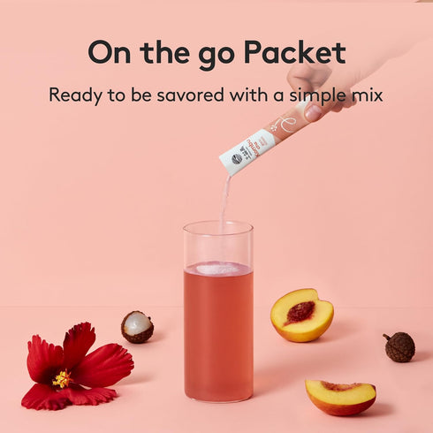 10 1.76oz OSULLOC Kombucha Tea LycheePeach (Lychee & Peach Blending), Sparkling Powdered Mix Beverage, No added sugar
