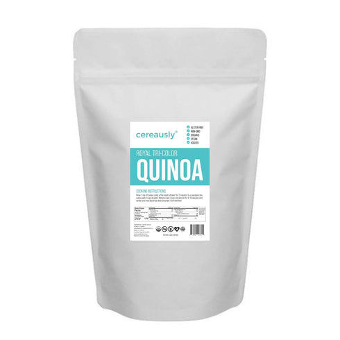 Cereausly 4 LB Organic Tri-Color Quinoa Premium Royal Quinoa from Bolivia Kosher and Non-GMO Quinoa Bulk Vegan