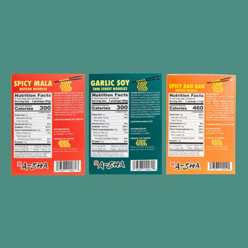 (3 12 Packs) 11g+ A-Sha The Signature Noodles Collection Flavors, | of Protein | Premium Air Dried Never Fried Noodles