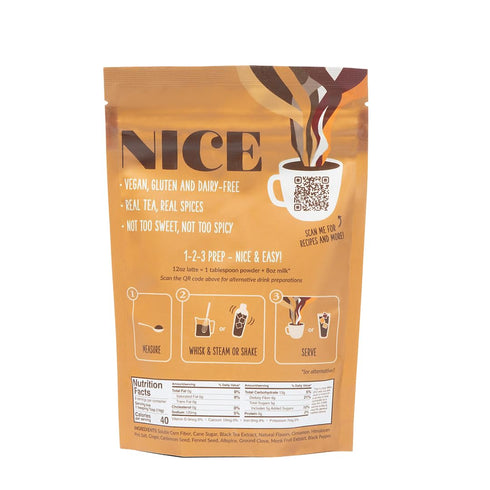 1 3.95 oz Two Leaves and a Bud Nice Chai Latte Mix, Powdered Chai Latte Tea Mix, Vegan, Dairy Free, Low Sugar, Iced