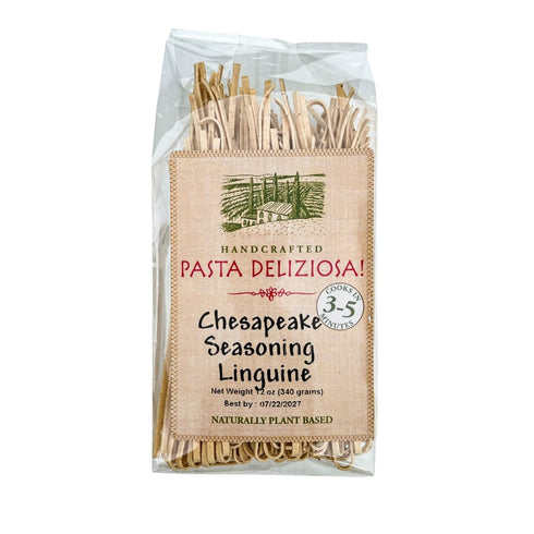 Pasta Deliziosa! 12 Handcrafted Pasta, Spinach & Chesapeake Bay Seasoning Linguine, Ounce