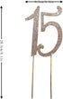 15 Gold Cake Topper, Premium Sparkly Crystal Rhinestones, 15th Birthday or Anniversary Decoration