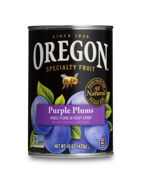 Oregon Fruit Whole Purple Plums in Heavy Syrup, 15-Ounce Cans (Pack of