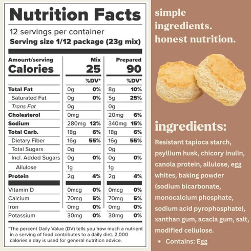 0g 0g 9.8oz, Pack 3 Scotty's Everyday - Keto Biscuit Zero Carb Mix - Net carbs, Added Sugar, Gluten-Free, High Fiber