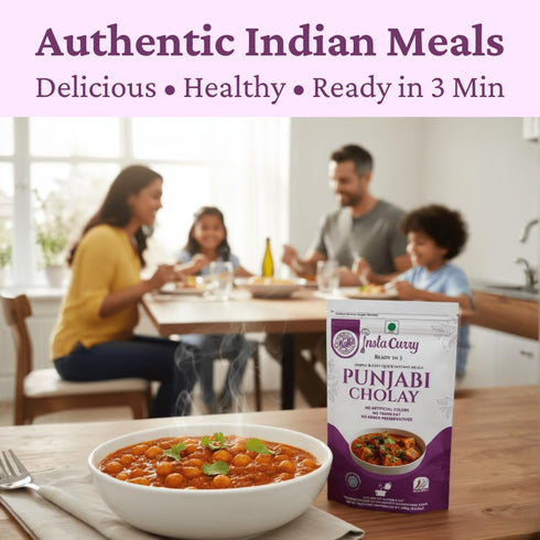 Pack 3 Insta Curry of Tawa Pulao, Punjabi Choley & Dal Makhani Authentic Ready-to-Eat Indian Meals - Vegetarian