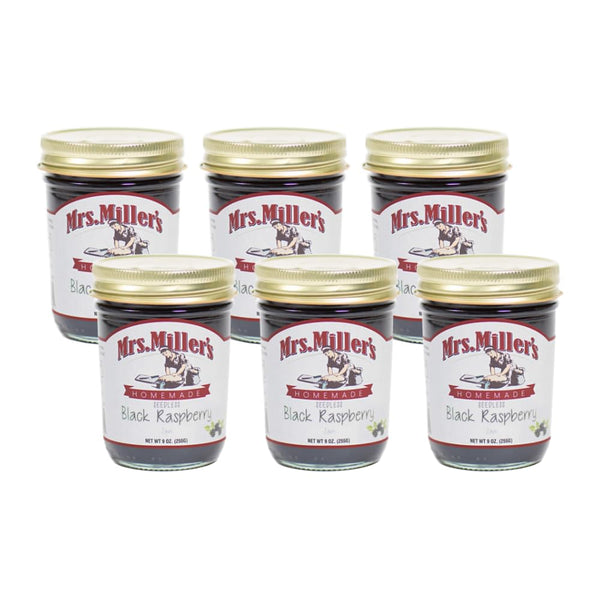 CPG.IO Mrs. Miller's Seedless Black Raspberry Jam 9 Ounce (Pack of 6)