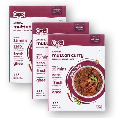 CURRYiT Preservative Free Andhra Mutton Curry | PACK OF 3 | Chicken & Lamb Curry Paste | Non-GMO | Gluten Free