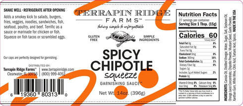 Terrapin Ridge Farms Spicy Chipotle Garnishing Sauce, 14 Ounce Squeeze Bottle