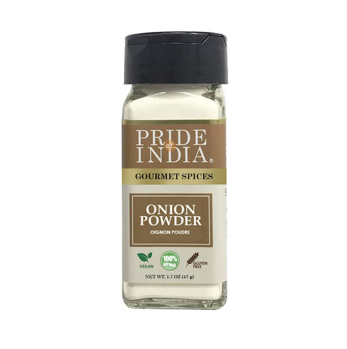 Pride of India – Onion Fine Ground - Gourmet Spice for Cooking, Adds Flavor to Sauces/Dips/Rubs - 1.7 oz. Small Dual