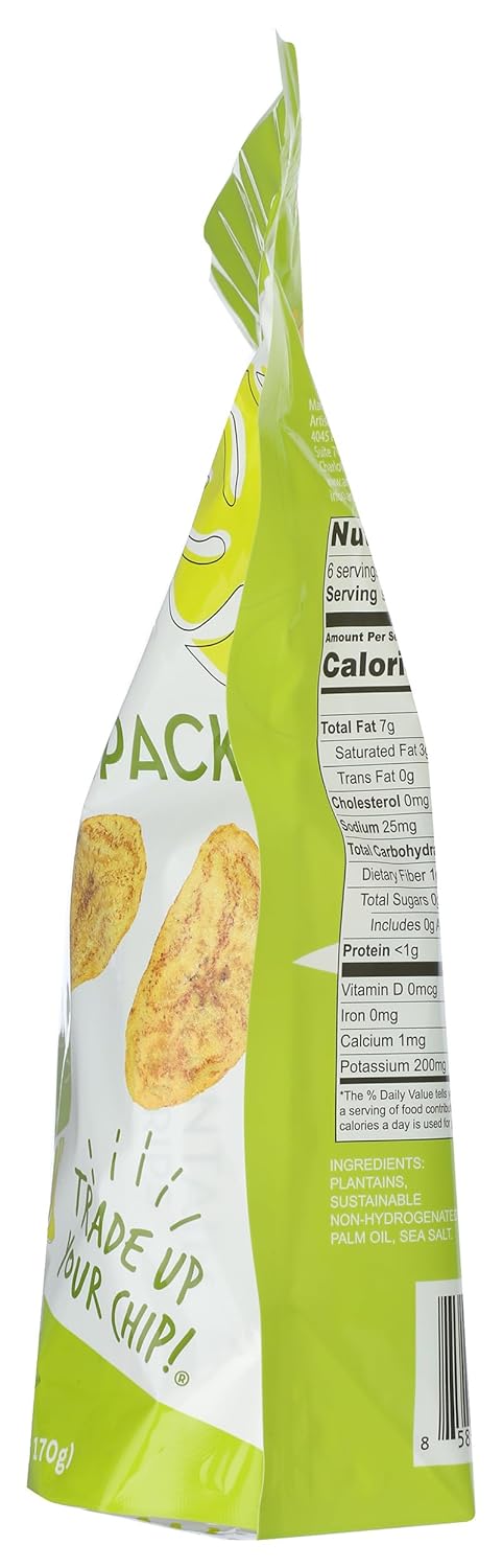 6 Pack, 1oz 30 ARTISAN TROPIC Plantain Strips Sea Salt - - Vegan, Paleo, Gluten Free Chips - Individual Bags Healthy