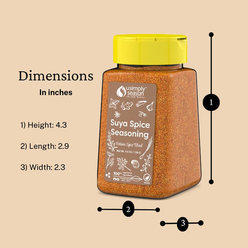 USimplySeason Suya Spice, 4.8 oz - Vegan, Non-GMO, All-Natural Seasoning Blend for Grilling & BBQ