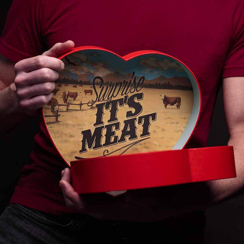 14 Man Crates Gift for Men Meat Heart with Beef & Pork Sticks Heart-Shaped Meat Snack Box for Him, Boyfriend, Husband