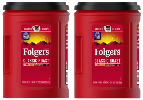 (43.5 oz.) 2 Pack Folger Classic Roast Ground Coffee Medium Roast