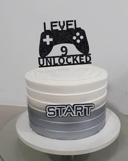 Level 9 Unlocked Cake Topper, Video Game Cake Topper for 9th Birthday Party Decoration