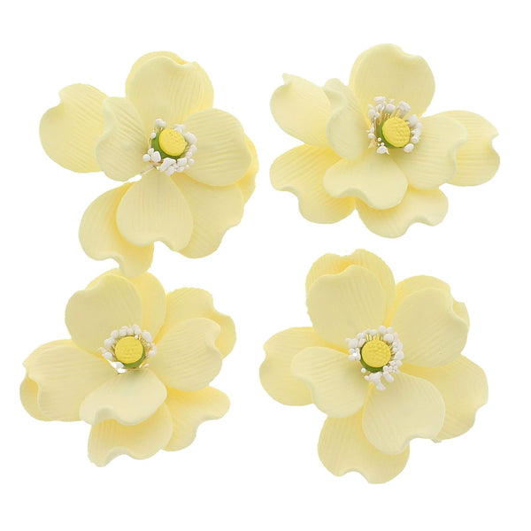 Global Sugar Art Dogwood Rose Sugar Cake Flowers, Yellow with Stamen, with