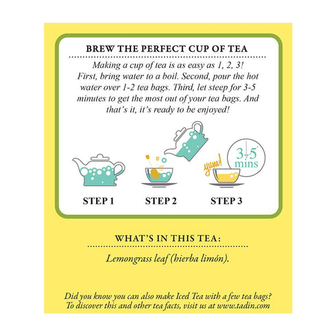 Lemongrass Lemon Tadin Tea - Te De Limon, Premium Tea for Nerves, PACK OF 2