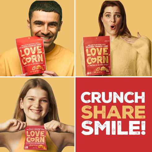 0.7oz 20 LOVE CORN Hot & Spicy Crunchy Roasted Corn Snack, Gluten Free, Non-GMO, Vegan, Kosher Lunchbox, Office