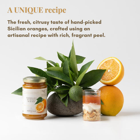 12.7 oz Agrisicilia Sicilian Orange Marmalade Authentic Italian Citrus Jam with Fruit Peel, Made in Sicily, Glass Jar
