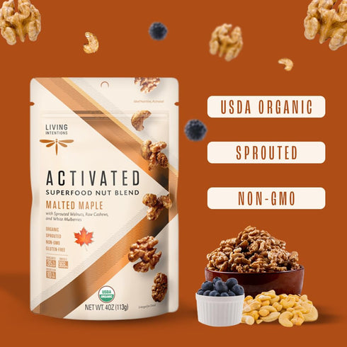 Living Intentions Sprouted Organic Nut Blend – Malted Maple – Non-GMO, Gluten Free, Vegan Paleo – 4 Ounce