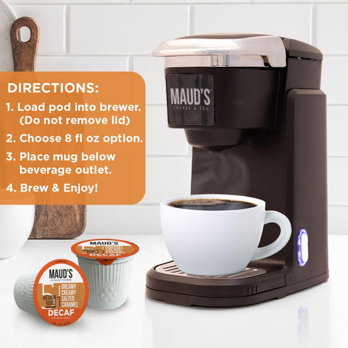 100 100% Maud's Salted Caramel Flavored Coffee Pods, ct, Medium Roast Flavored Coffee in Single Serve Pods Arabica