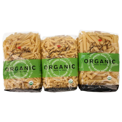 KD Chocolates Garofalo Organic Pasta, Variety Pack, Gemelli/Twins, Casarecce/Homemade, Penne Ziti Rigate 17.6 oz,