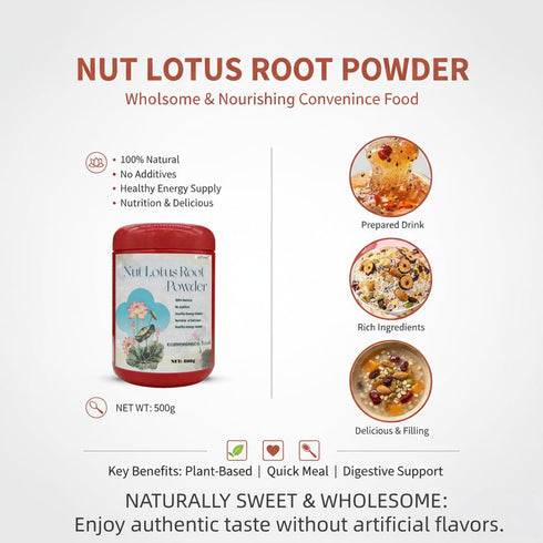 JKPDAMZ 500g Nut and Lotus Root Powder Lotus Seed Soup, Ready to Eat Breakfast