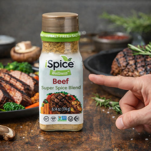 100% Spice - Salt-Free | Sugar free | Pure Wellness Beef Super Fat Free Spice Blend | All Natural | Ready to use as is