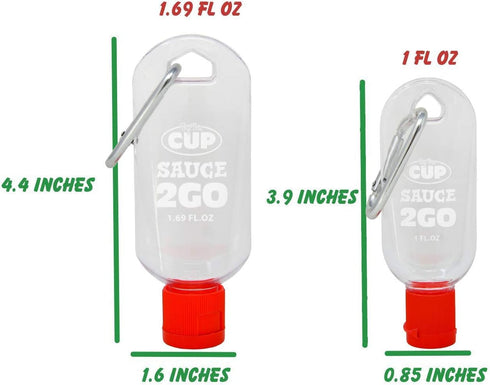 By The Cup Sauce 2 Go Keychains, 1.69 Fluid Ounce and 1 Fluid Ounce Empty Mini Sauce Bottles (Sauce Not Included)