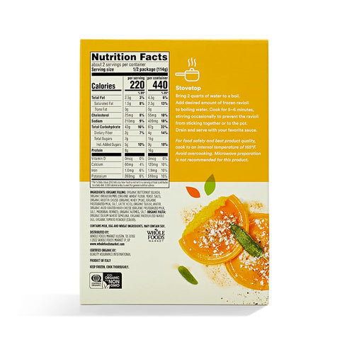 365 by Whole Foods Market 8 oz, (Frozen) , Organic Butternut Squash Ravioli