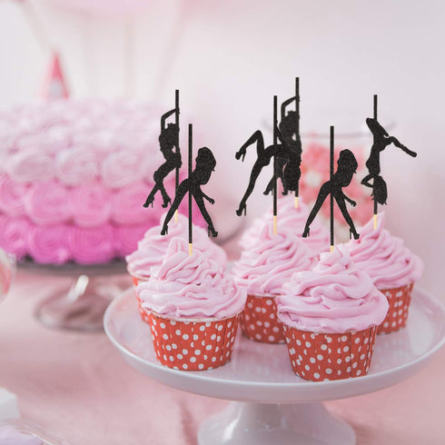 Donoter 48 Pcs Pole Dancing Cupcake Toppers | Pole Dancers Cake Picks for Birthday, Bachelorette Party Decorations