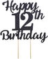 LVEUD 12th Birthday Cake Topper, Happy Birthday Black Flash 12th Cake Ornament