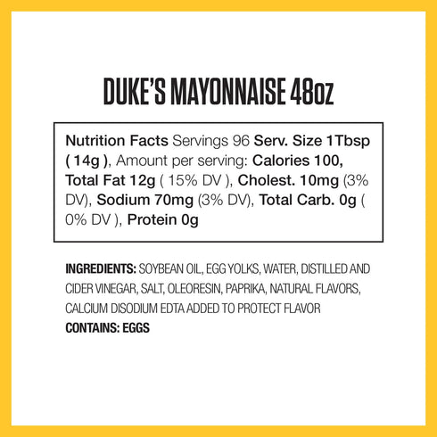 48 (Pack 1) Dukes Real Mayonnaise Jar Original Smooth & Creamy Taste, Ounce