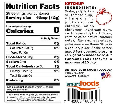 (12 oz, Mrs Taste Sugar Free Ketchup, Zero Calories, Zero Sodium, Zero Sugar, High Fiber, Keto Friendly, Paleo